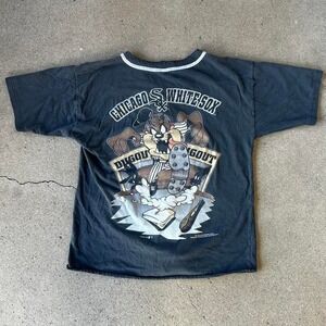 Vintage 90s Chicago white Sox Tasmanian devil button up cotton baseball jersey